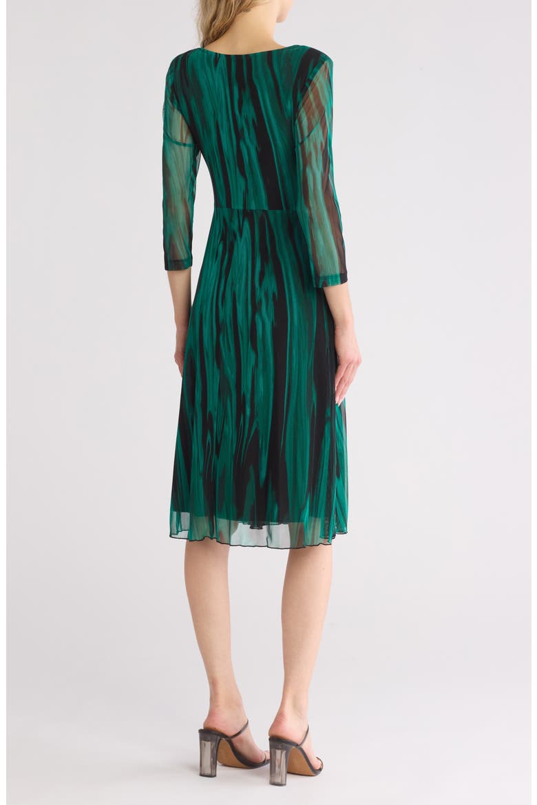 Mesh Tie Waist Long Sleeve Dress, Alternate, color, HUNTER
