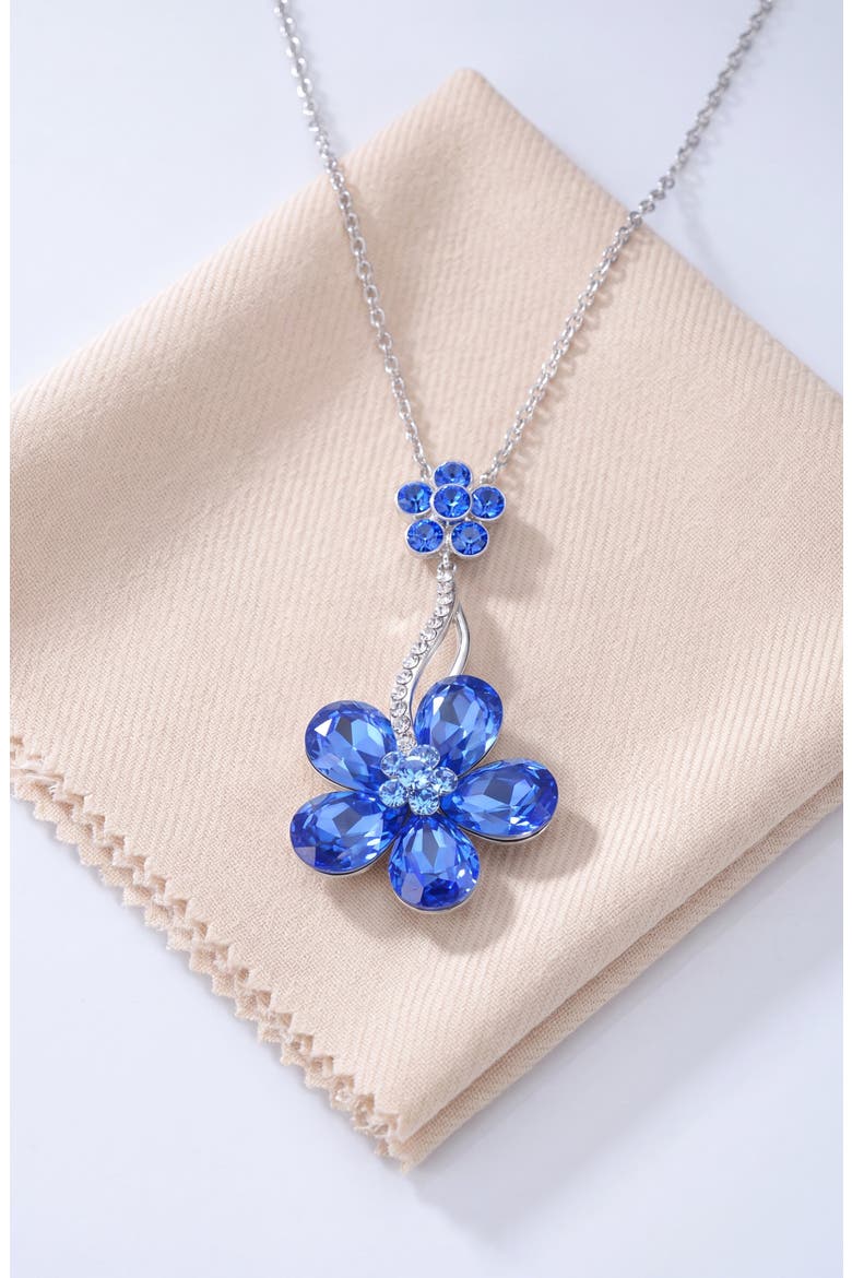 Sapphire Crystal Daisy Flower Pendant Necklace, Alternate, color, Sapphire