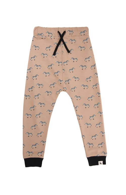 Turtledove London Kids Organic Cotton Zebra Print Joggers In Brown