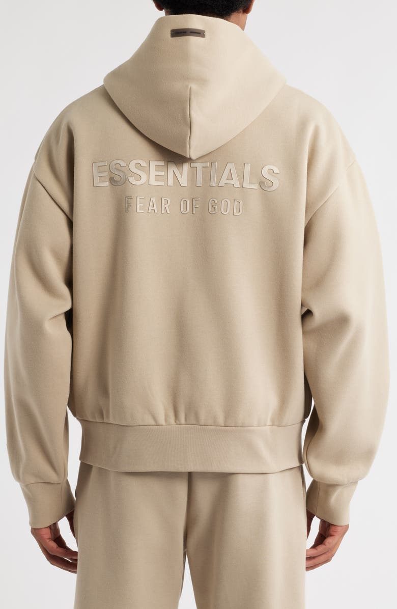 Fear of God Essentials Classic Fit Fleece Zip-Up Hoodie, Alternate, color, Timber