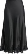 Anne Klein Lace Trim Satin Bias Midi Skirt