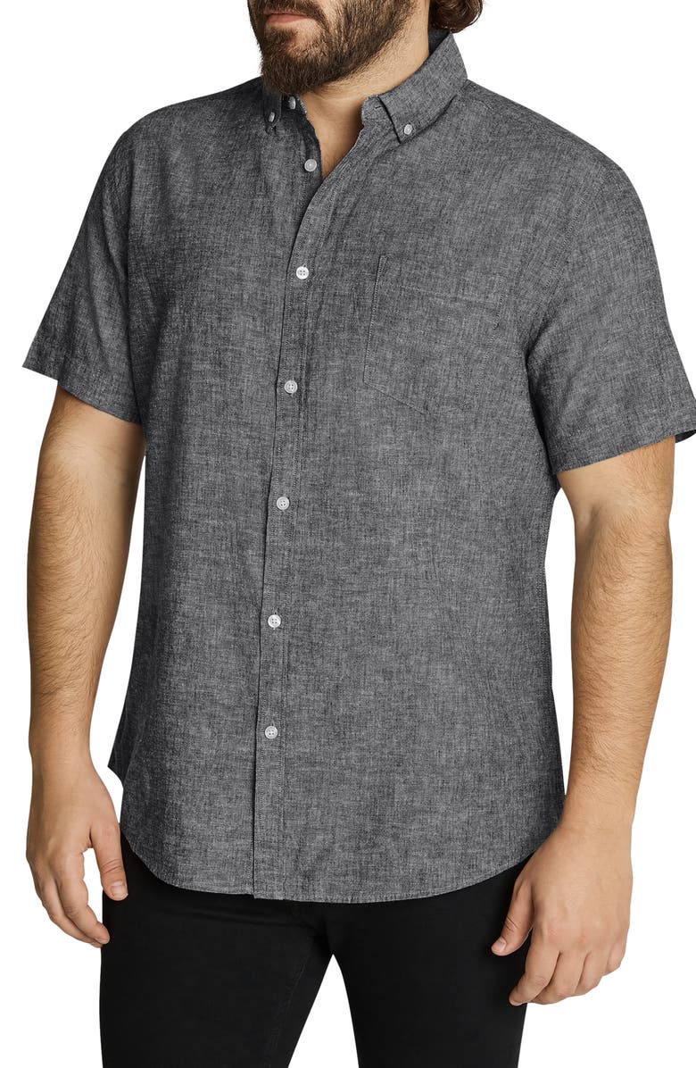 Johnny Bigg Tahiti Short Sleeve Linen Blend Button-Down Shirt, Alternate, color, 