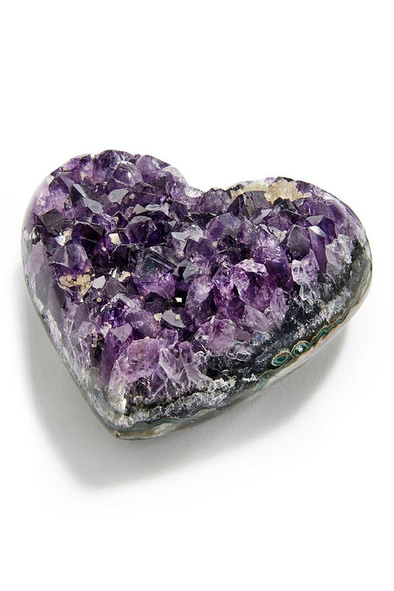 Extra Small Amethyst Cuore Heart Decoration, Main, color, AMETHYST