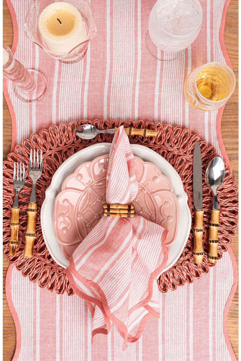 Straw Loop Oval Placemat, Alternate, color, CORAL