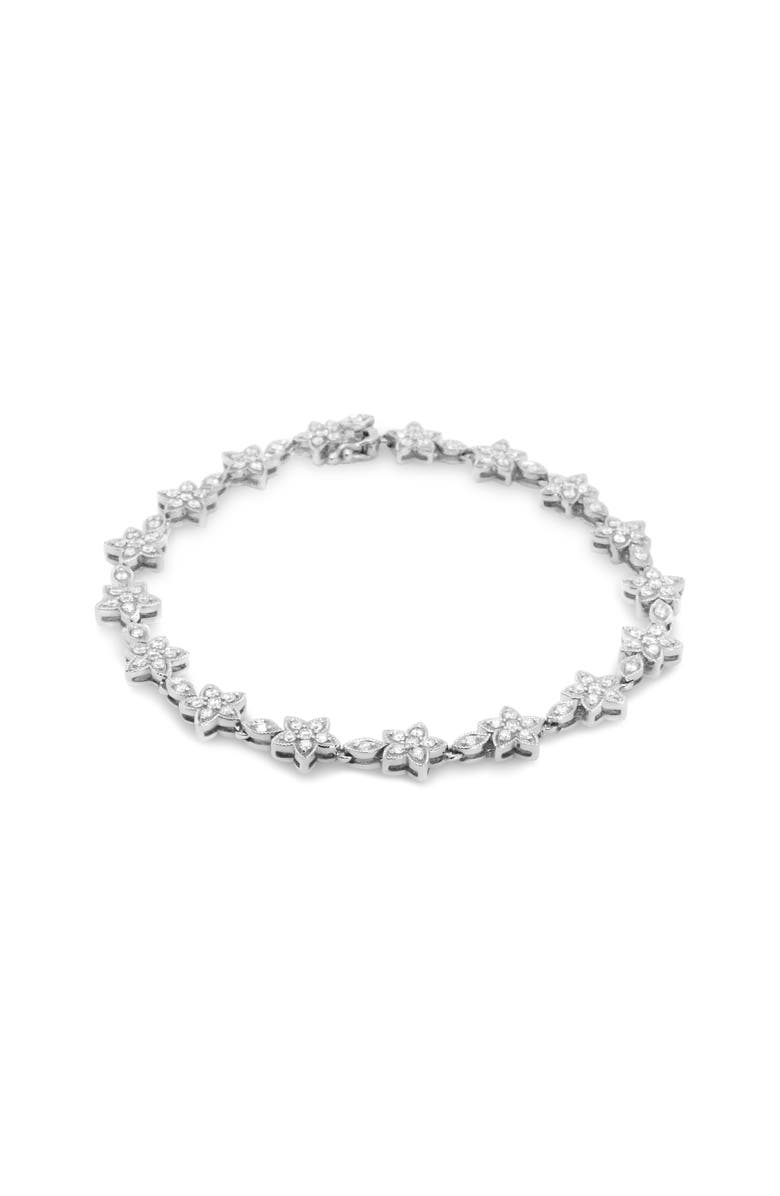 Haus of Brilliance 14K Gold 1 1/5 Cttw Round Diamond Floral Star-Shaped Link Bracelet, Alternate, color, White