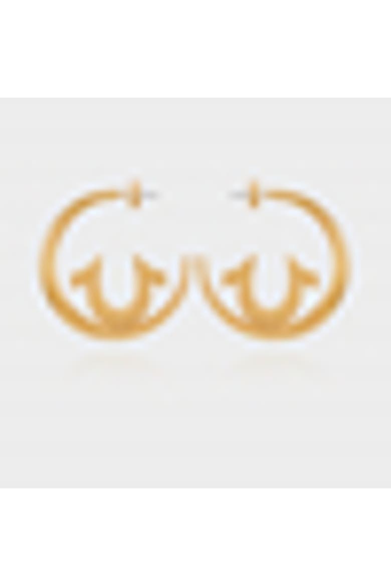 Gold Tone Horseshoe Cut-Out Hoop Earrings, Main, color, Gold Tone