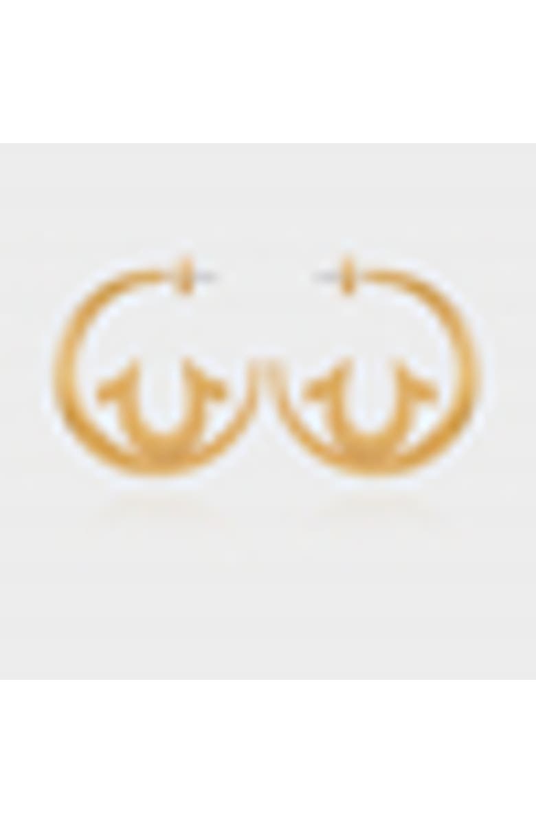 True Religion Gold Tone Horseshoe Cut-Out Hoop Earrings, Main, color, Gold Tone