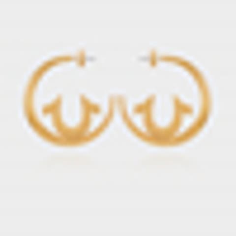 Gold Tone Horseshoe Cut-Out Hoop Earrings