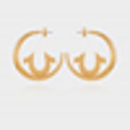 True Religion Gold Tone Horseshoe Cut-Out Hoop Earrings