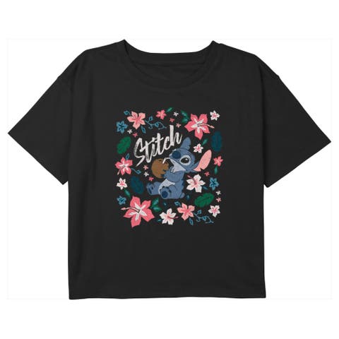 Girls' Floral Poster Graphic Short Sleeve Cropped T-Shirt