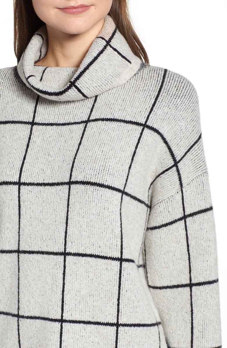 Madewell Windowpane Turtleneck Sweater, Alternate, color,