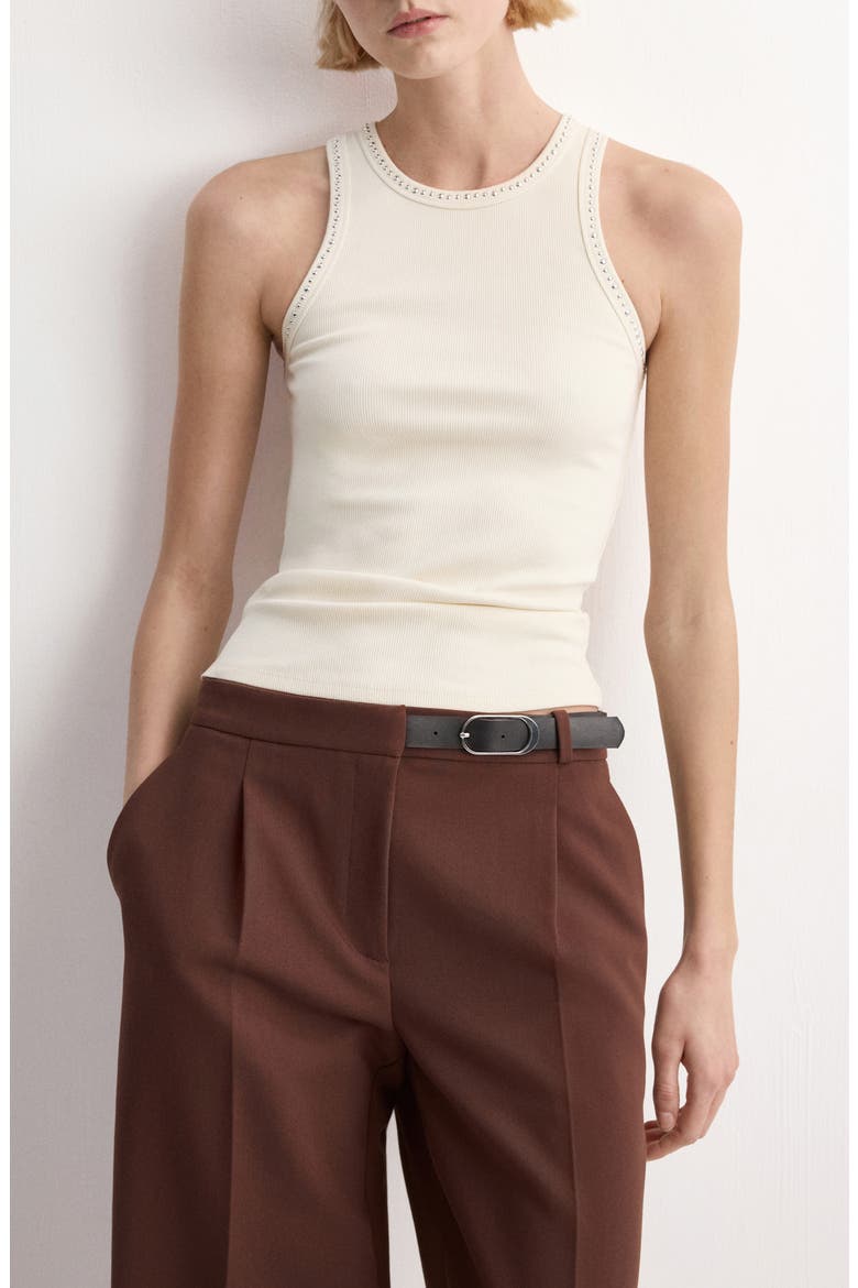 Stud Trim Crewneck Rib Tank, Main, color, OFF WHITE