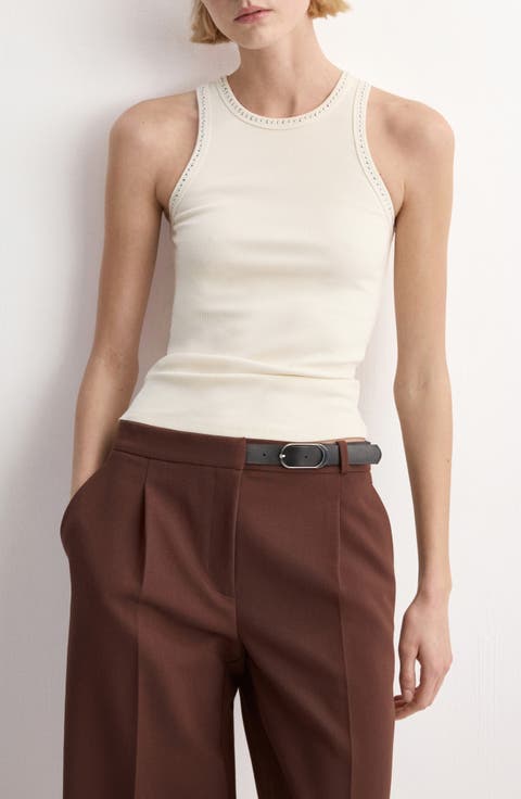 Stud Trim Crewneck Rib Tank