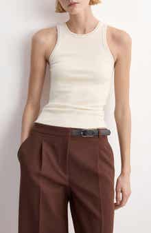 Stud Trim Crewneck Rib Tank