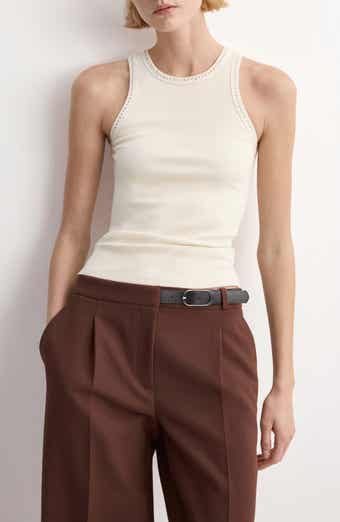 Stud Trim Crewneck Rib Tank