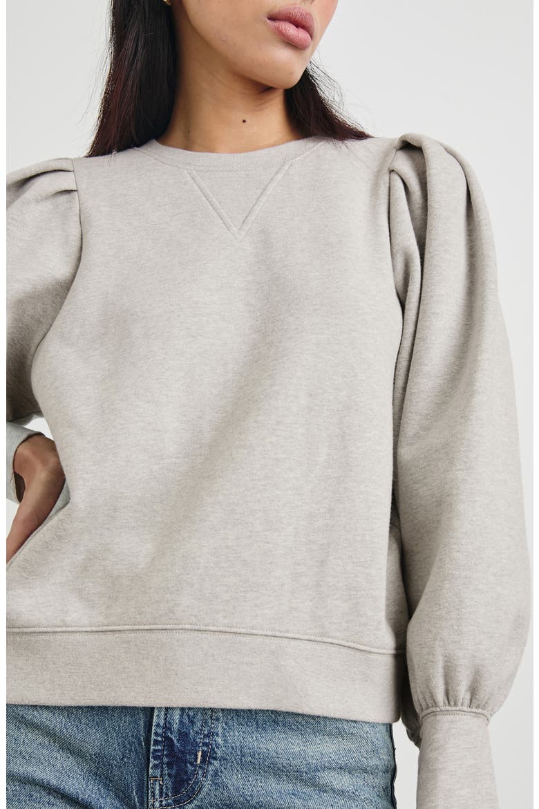 Tiffany Balloon Sleeve Cotton Sweatshirt, Alternate, color, HEATHER GREY