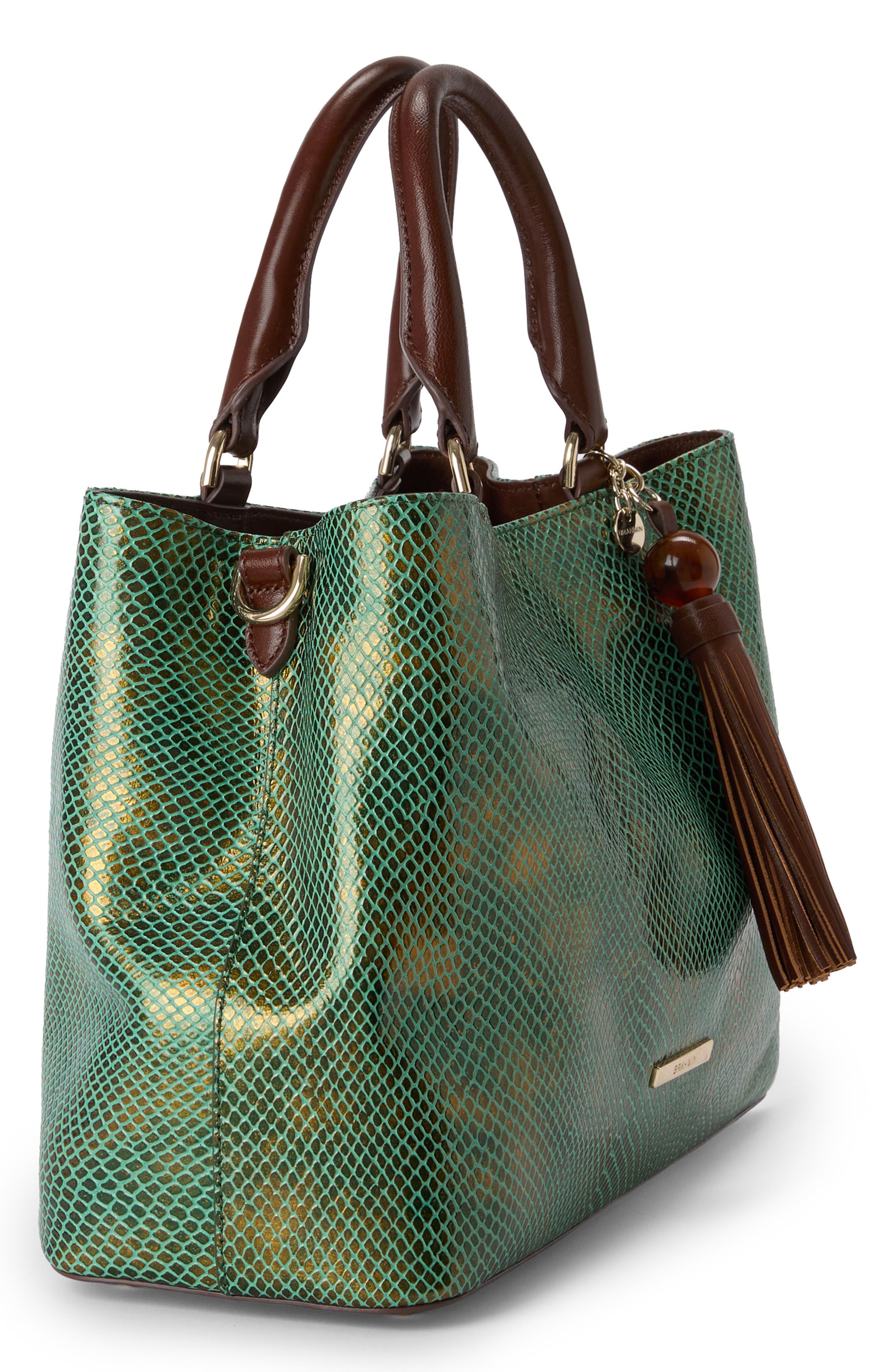 Small Denise Leather Tote, Alternate, color, DARK GREEN