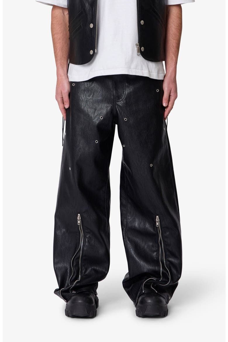 Zip Hem Faux Leather Rave Pants, Main, color, BLACK
