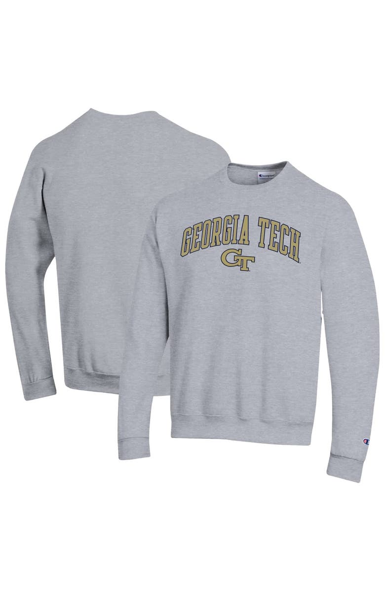 Champion Men's Champion  Heather Gray Georgia Tech Yellow Jackets Arch Over Logo Pullover Sweatshirt, Main, color, Heather Gray