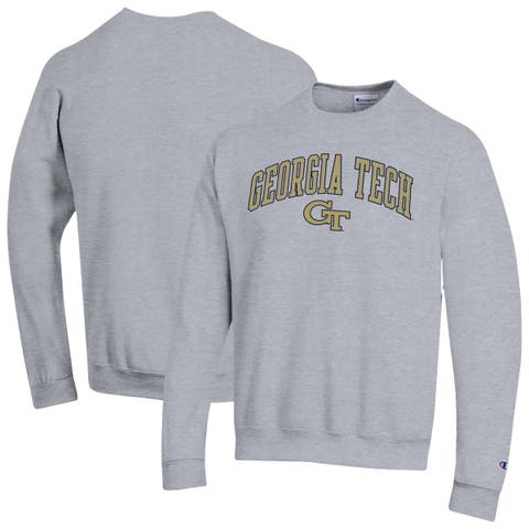 Men's Champion  Heather Gray Georgia Tech Yellow Jackets Arch Over Logo Pullover Sweatshirt