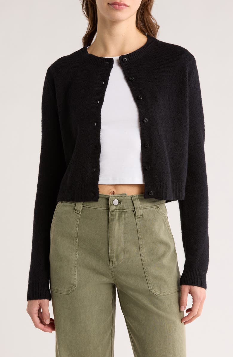 Abound Classic Crewneck Cardigan, Main, color, Black