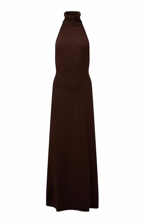 Open Back Halter Maxi Dress
