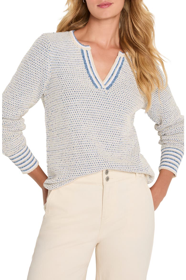 Tuck Open Stitch Sweater, Main, color, BLUE MULTI