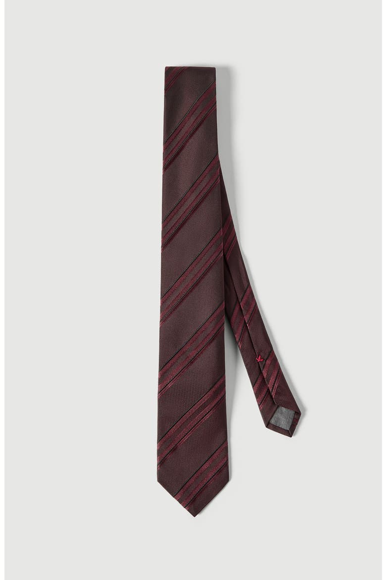 Textured striped silk tie, Main, color, Burgundy