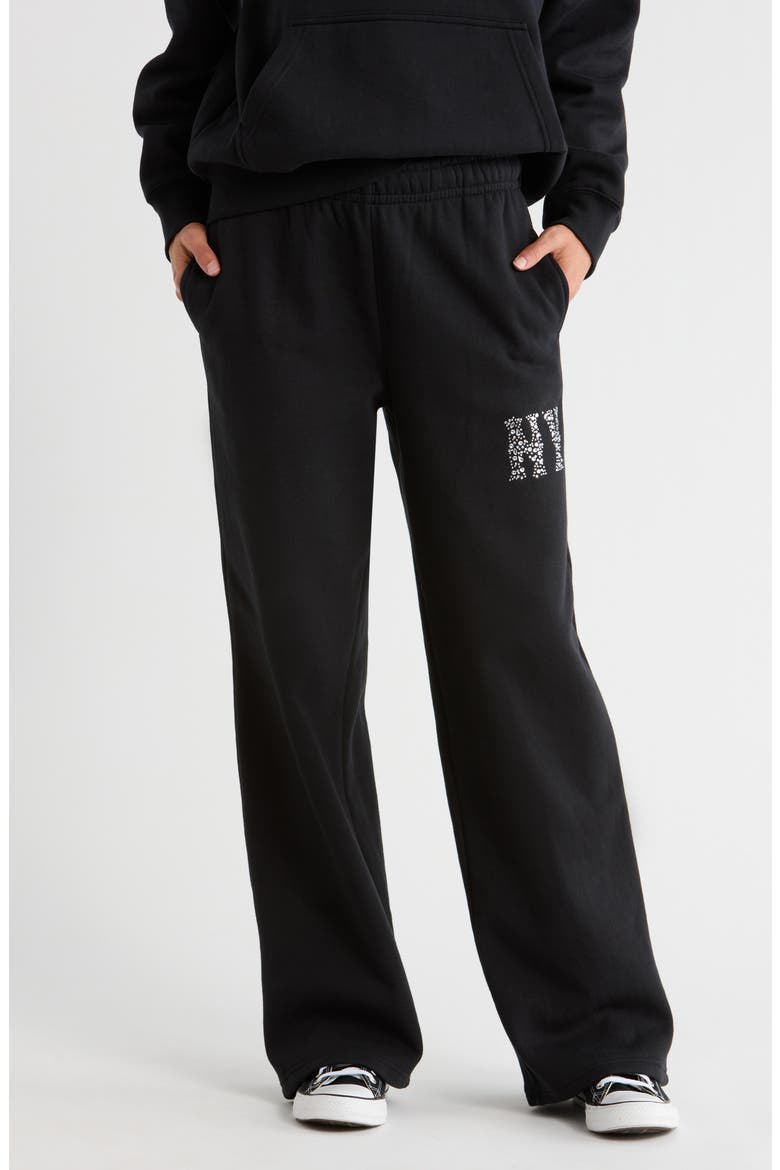Rhinestone Baggy Sweatpants, Main, color, BLACK