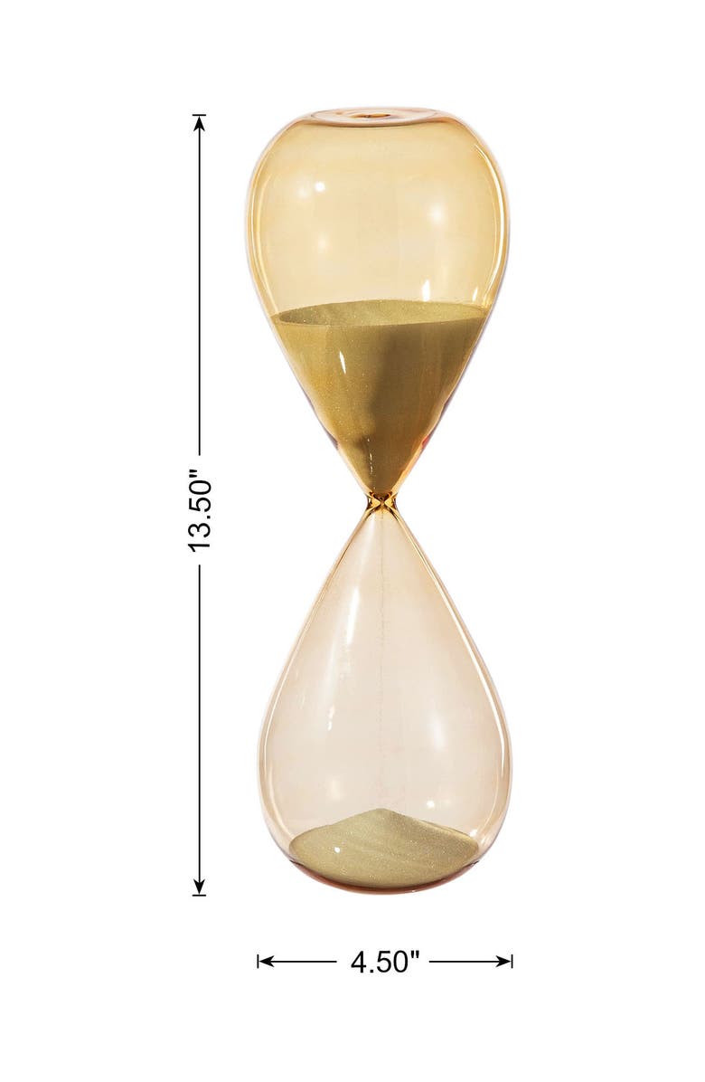 Glitzhome Modern Double-layered Amber Hourglass 30-Minute Sand Timers, Alternate, color, Gold