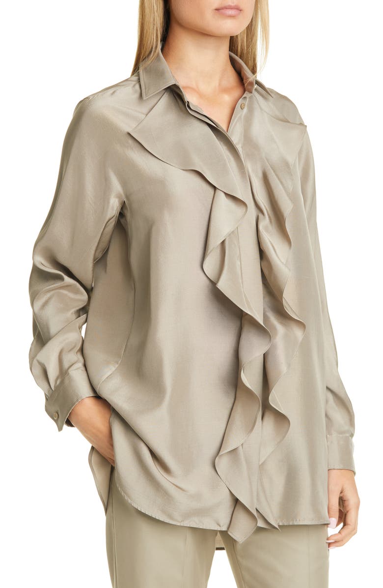 Max Mara Tefrite Silk Tunic Shirt, Alternate, color, 