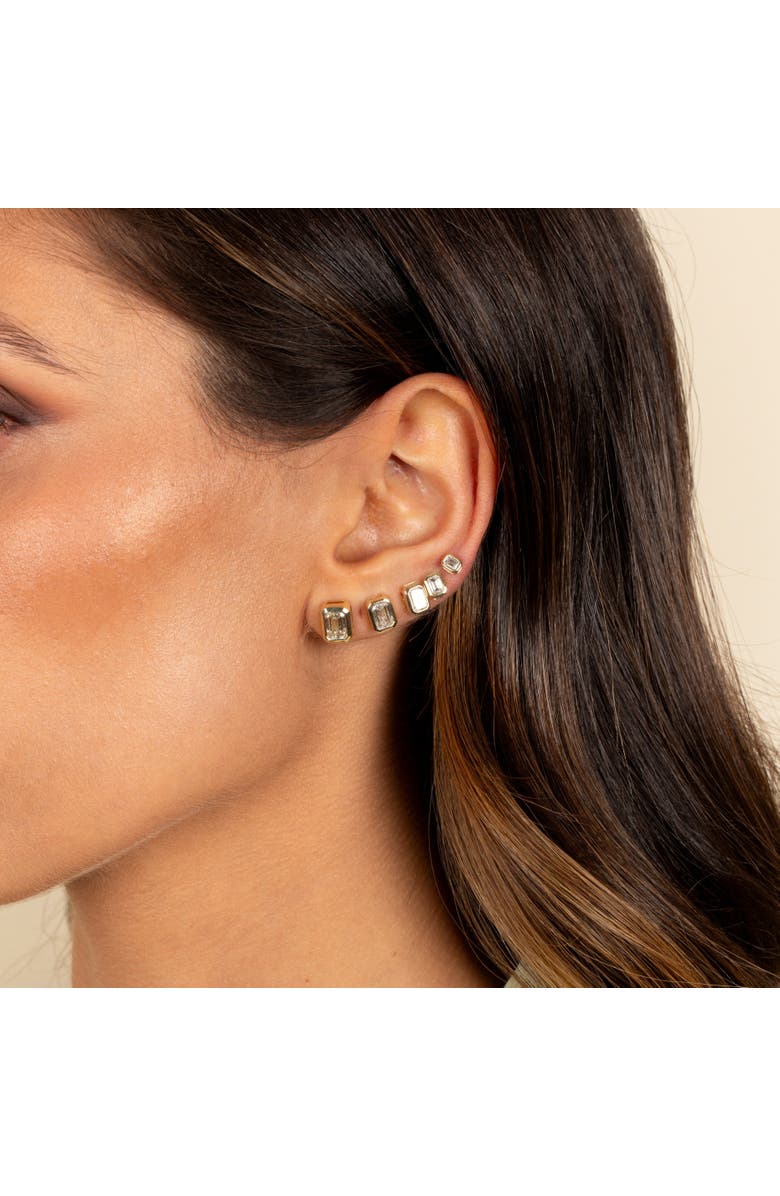 BY ADINA EDEN Lab Grown Diamond Emerald Bezel Stud Earring 14K, Alternate, color, 14K White Gold - 1 Carat