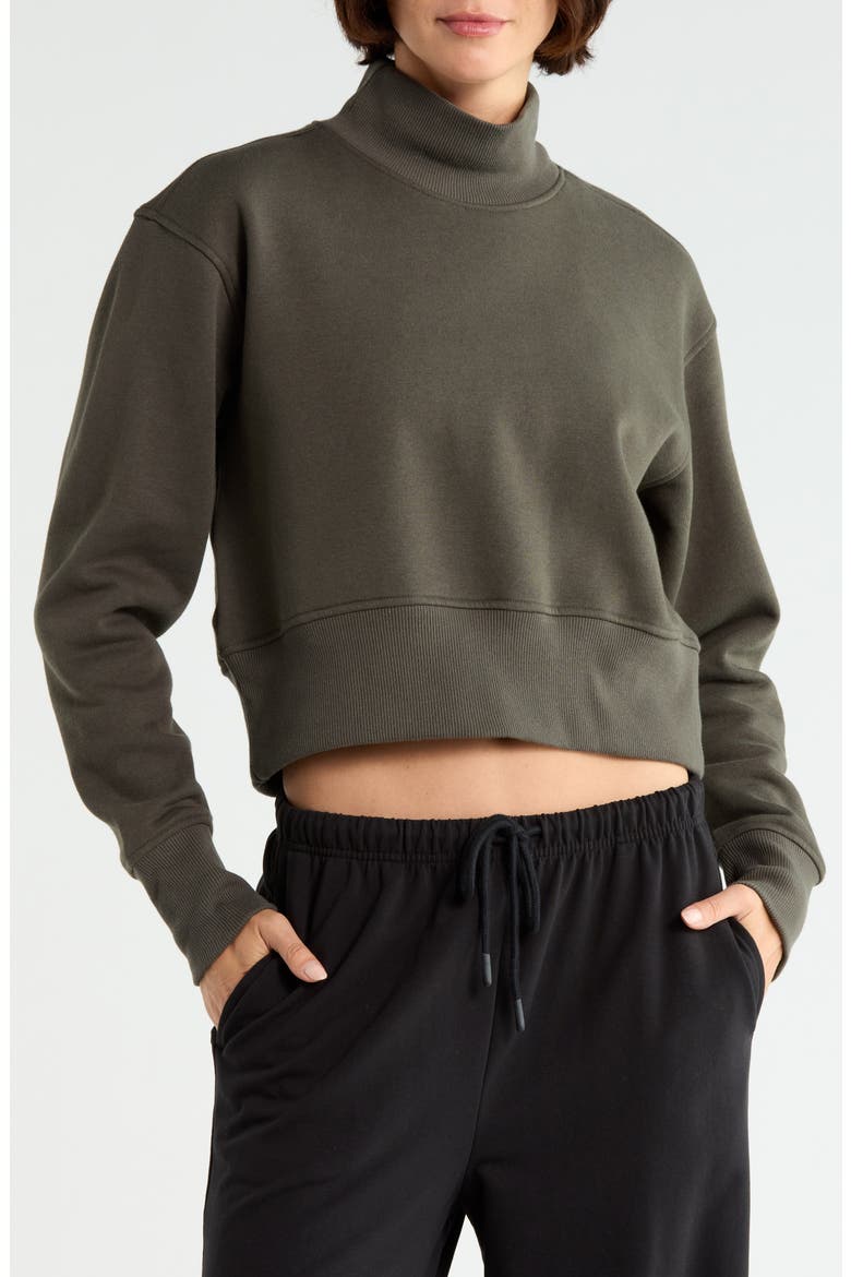 Feather Fleece Mock Neck Sweatshirt, Main, color, GREY HARBOR