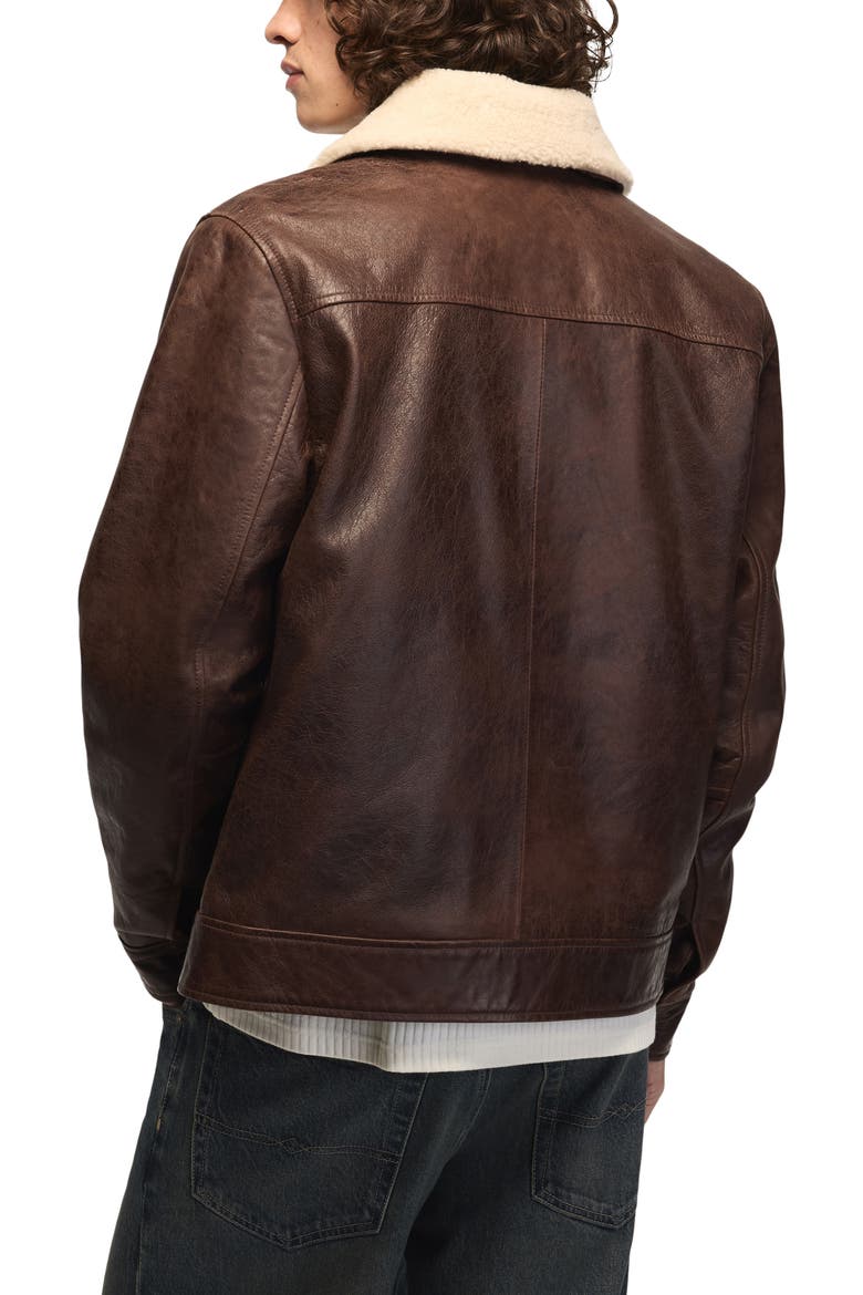 Leather Aviator Jacket, Alternate, color, BROWN