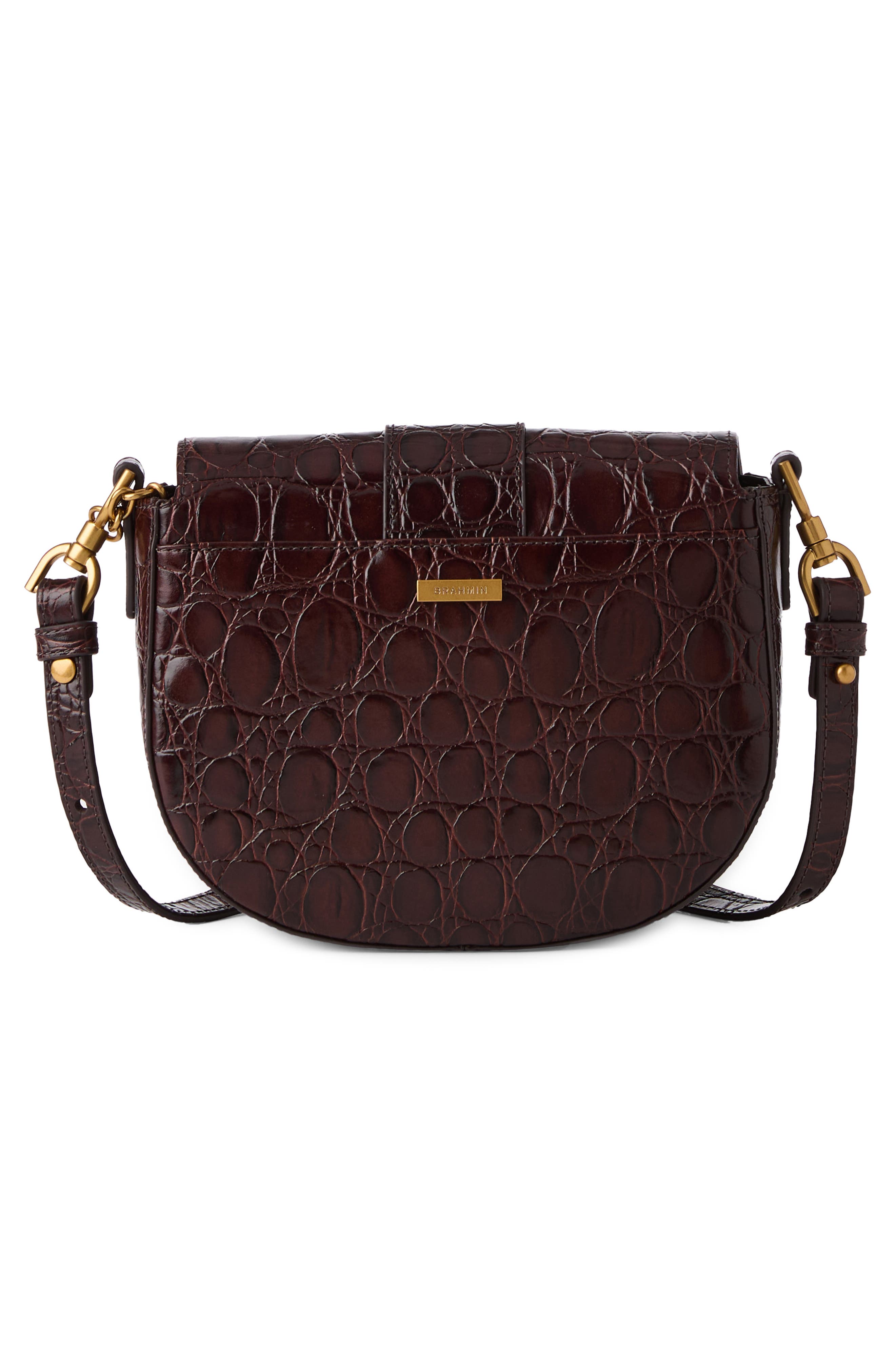 Brahmin Briar Croc Embossed Leather Saddle Bag, Alternate, color, 