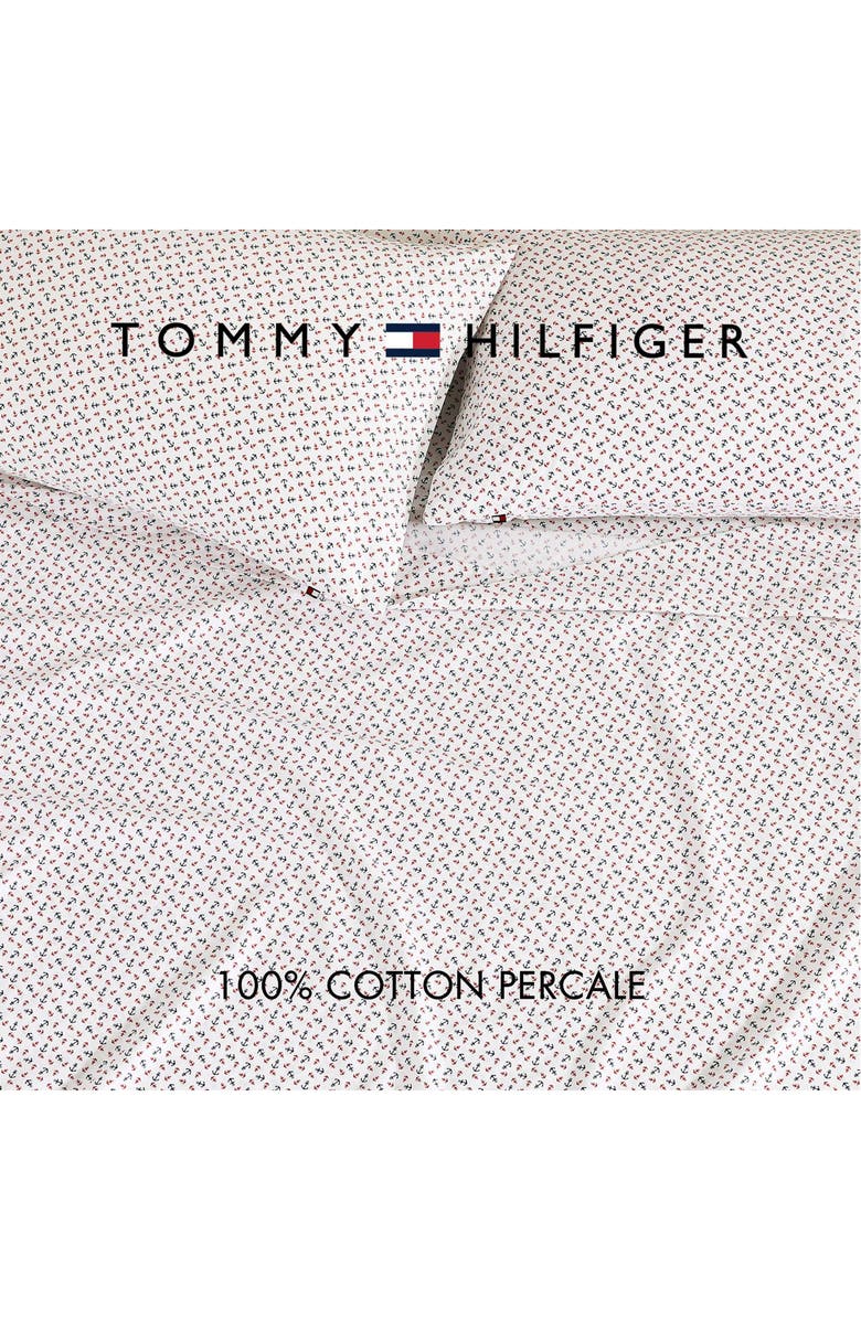 Tommy Hilfiger Atlantic Anchors Cotton Percale Sheet Set, Alternate, color, Red