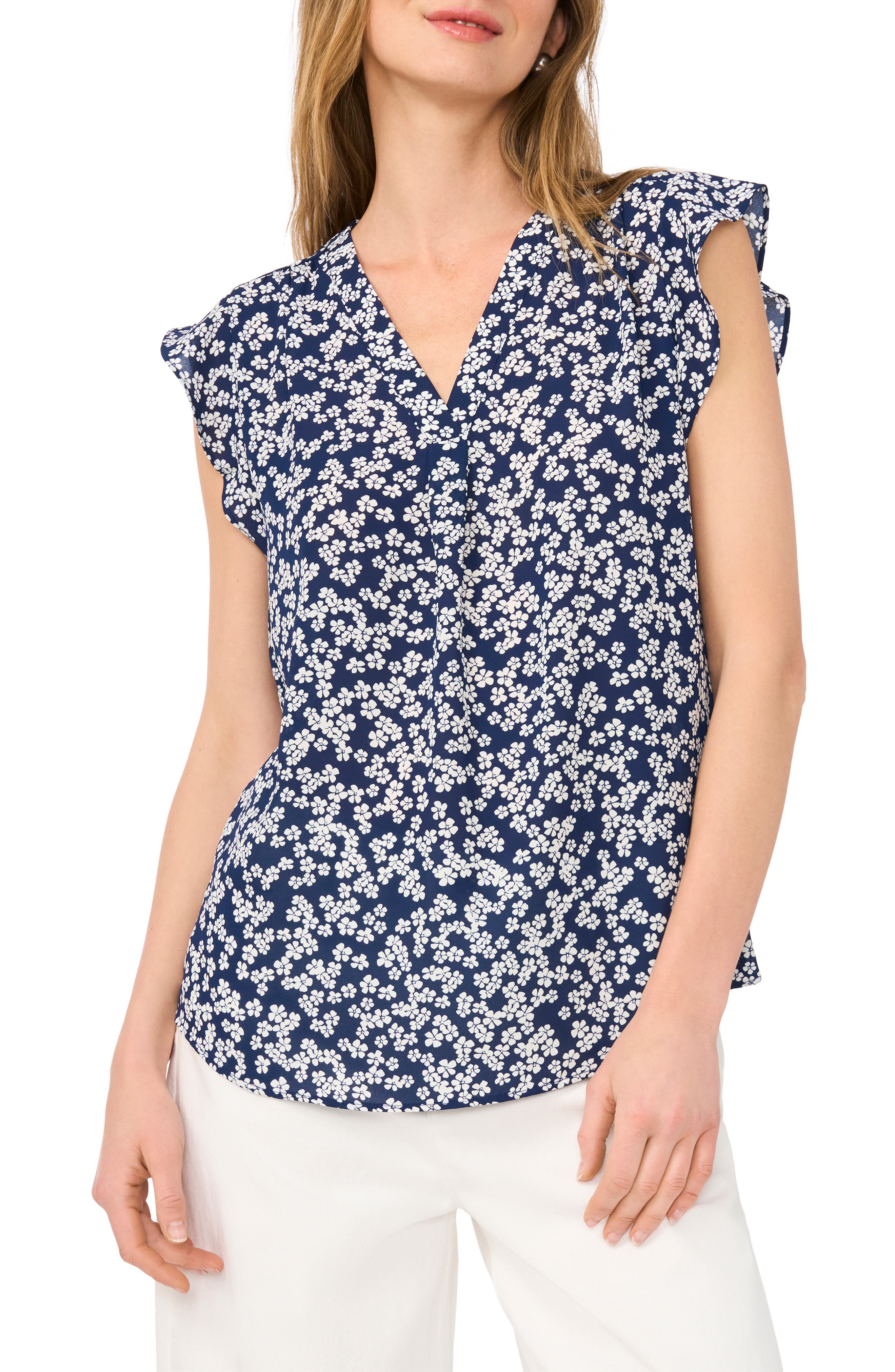 Vince Camuto Flutter Sleeve Top