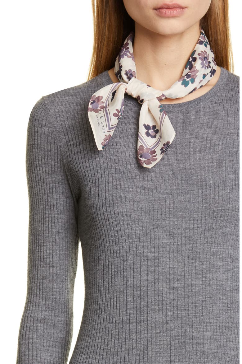 Floral Cotton & Silk Scarf, Main, color, IVORY MULTI