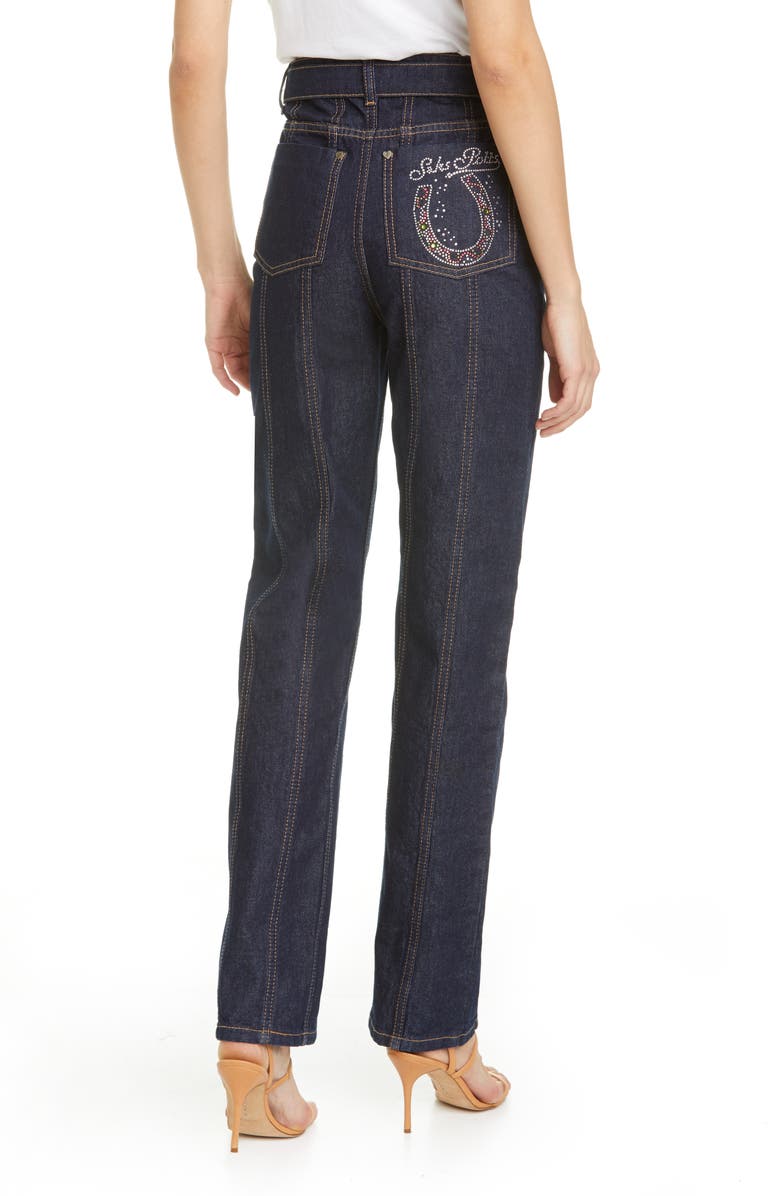 Saks Potts Jewel Embellished Straight Leg Jeans, Alternate, color, 