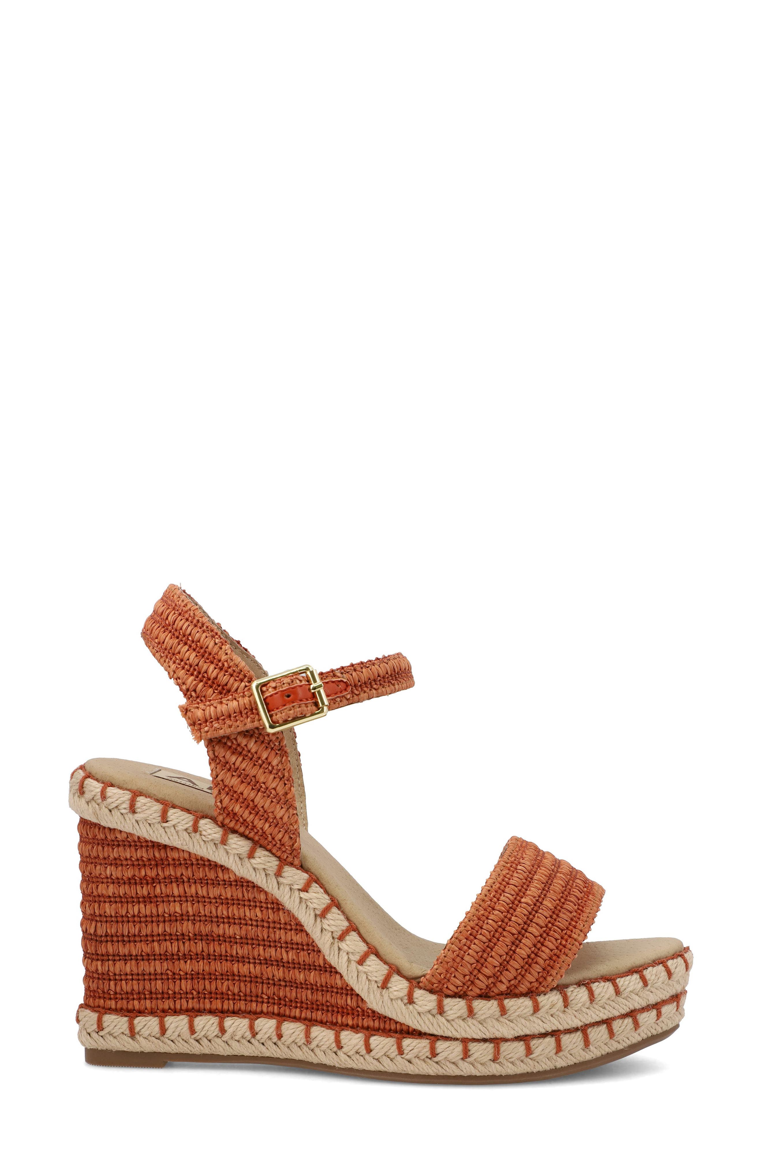 MIA Milazzo Platform Wedge, Alternate, color, Rust Raffia