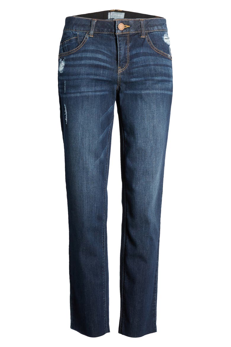 Ab-Solution Raw Hem Girlfriend Jeans (Nordstrom Exclusive), Alternate, color, BLUE