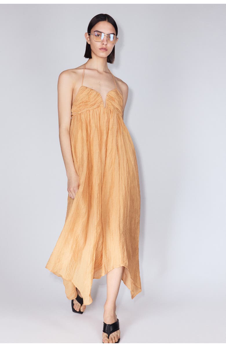 H&M Sweetheart-neck Halterneck Dress, Alternate, color, Dusty Orange