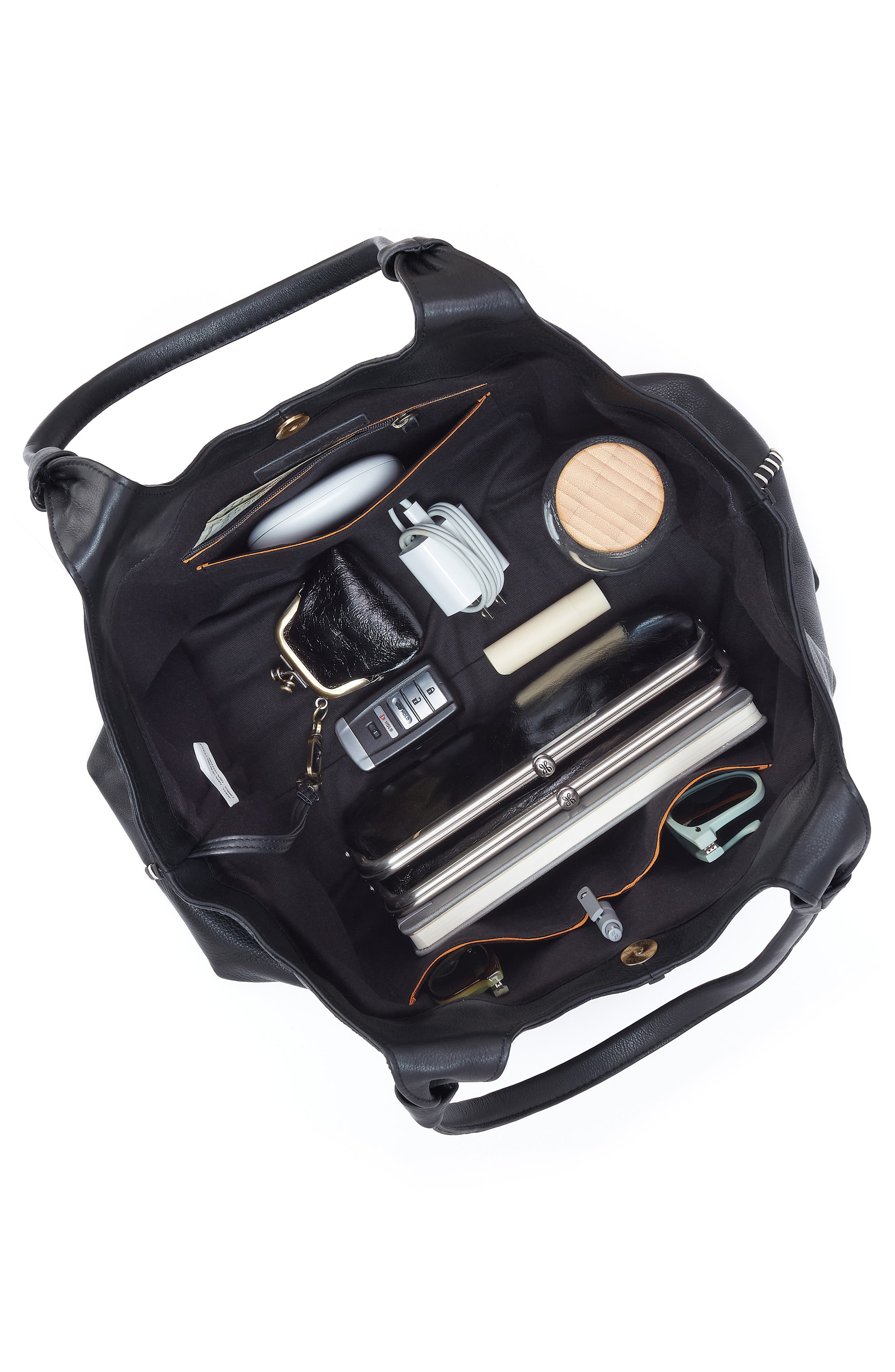 HOBO La Jolla Leather Tote, Alternate, color, Black