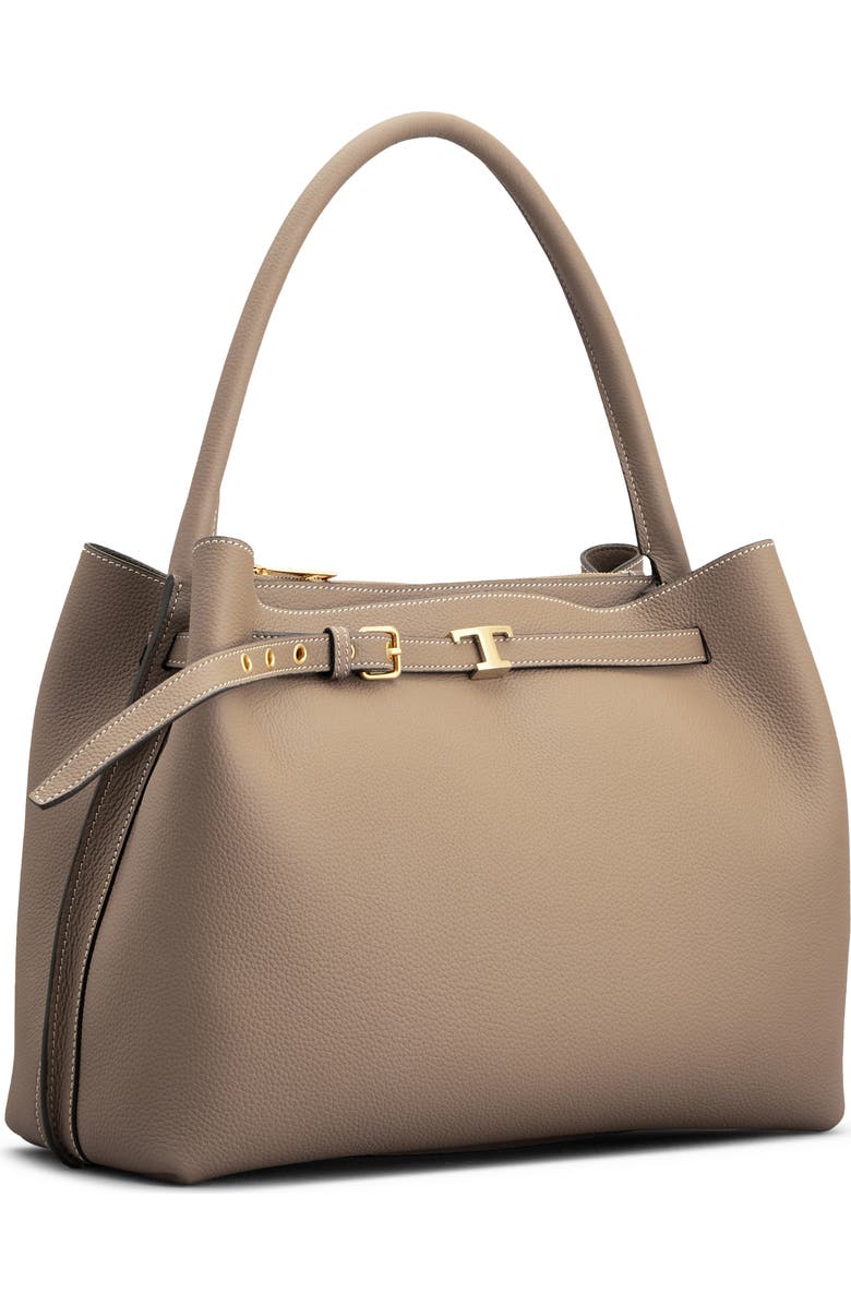Tod's Small T Timeless Leather Top Handle Bag, Alternate, color, Creta Chiaro