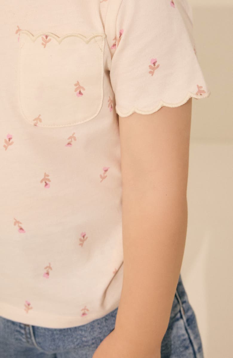 NEXT Kids' Scallop Cotton Pocket T-Shirt, Alternate, color, Pink