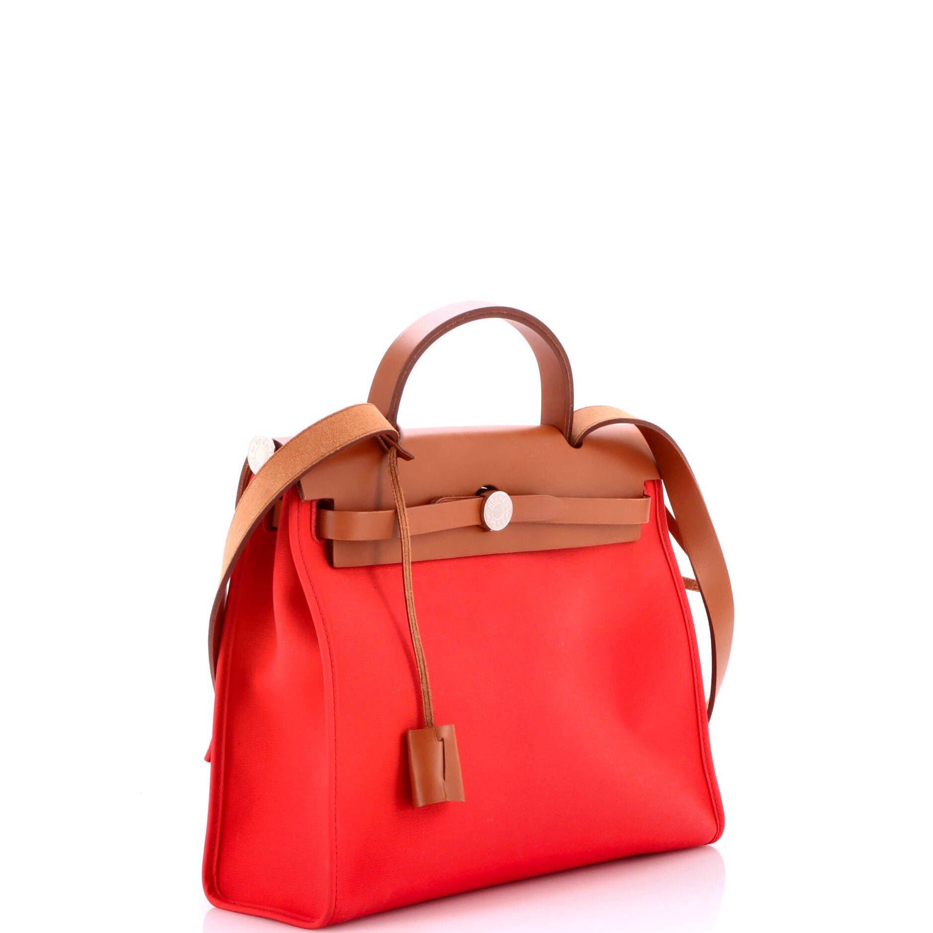 Pre-Owned Hermes Herbag Zip Leather and Toile 31, Alternate, color, Bougainvillier