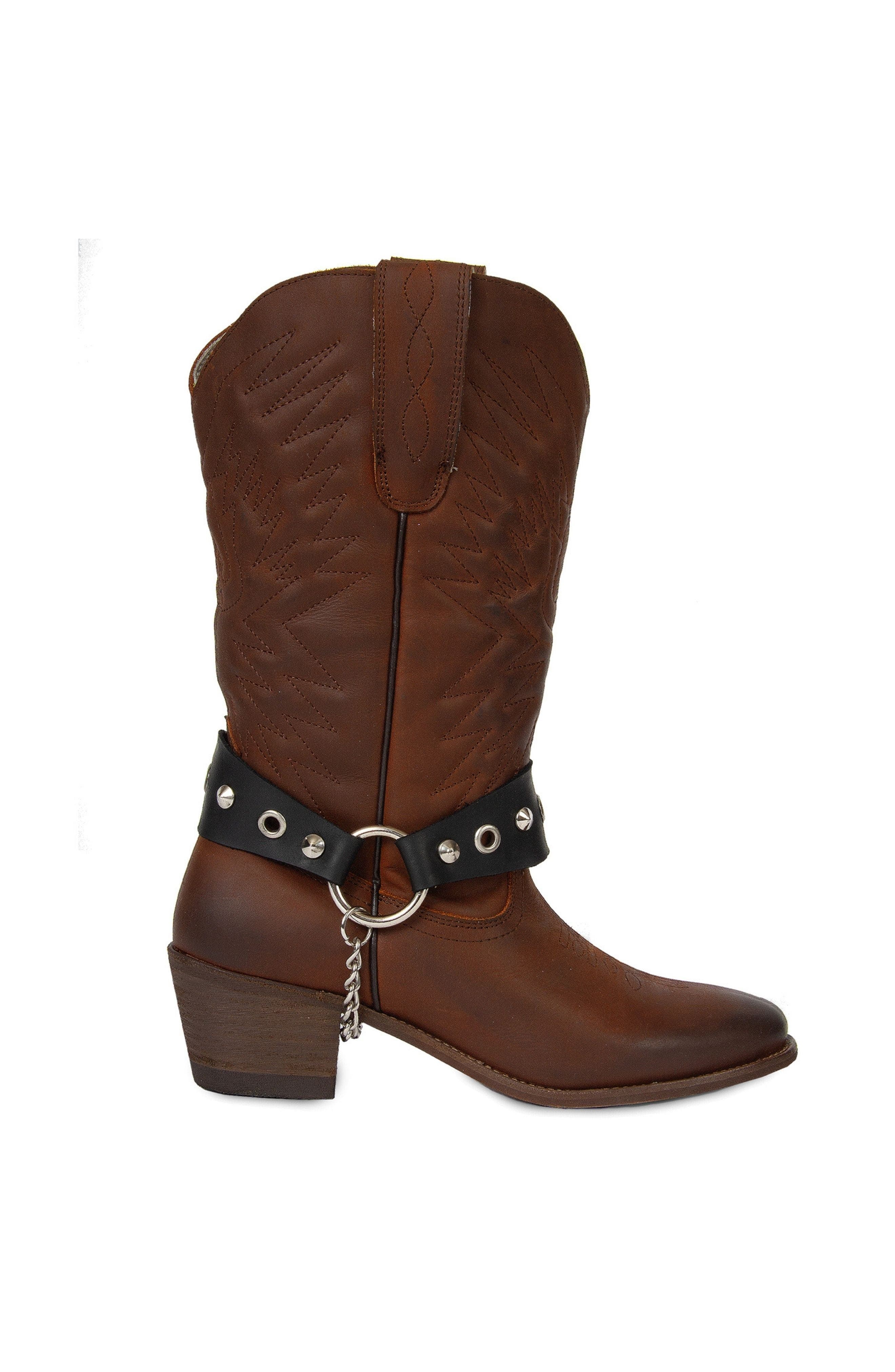 Cowboy Leather Boots, Alternate, color, Brown