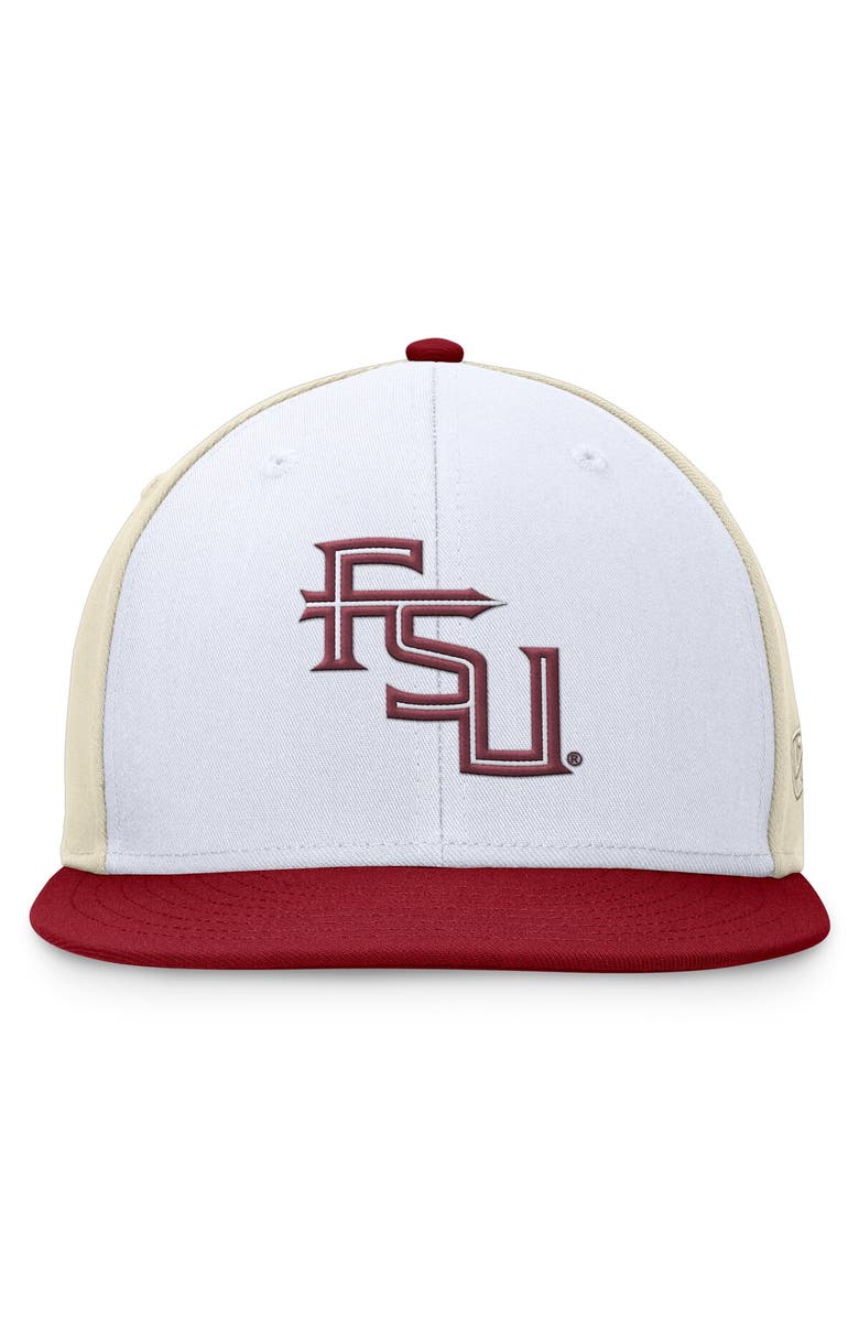 TOP OF THE WORLD Men's Top of the World White/Garnet Florida State Seminoles Tri-Tone Heritage Collector Fitted Hat, Alternate, color, 