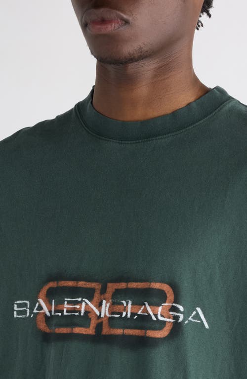 Balenciaga Short Sleeve Graphic Print T-shirt In Green