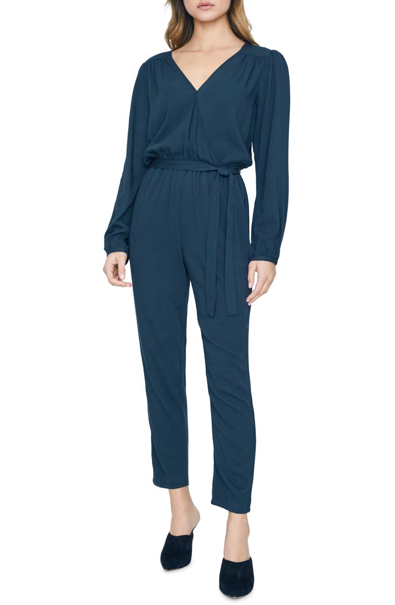 Sanctuary Desk to Dinner Wrap Front Long Sleeve Jumpsuit, Main, color,